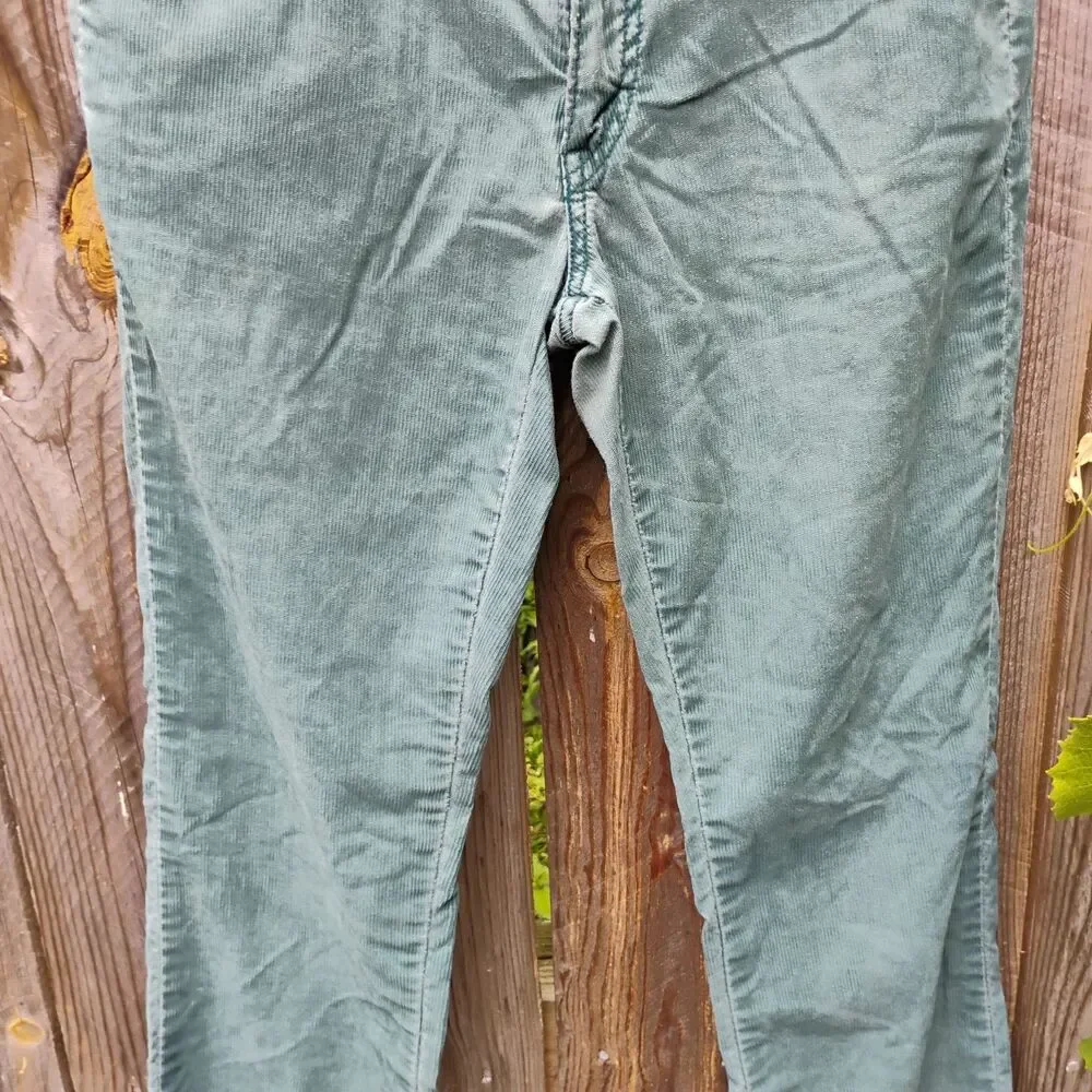 Vintage 07 Levis Teal Green Low Rise Corduroy Pants Sz 8M W29 Distressed Grunge